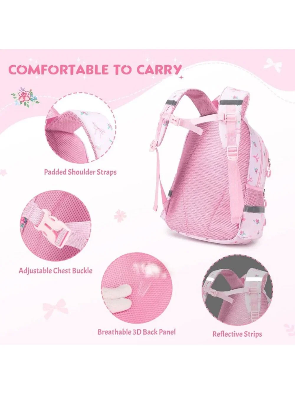 Cute 3D Soft Bow Kids Backpack for Girls Ages 4-8, Stylish & Fun School Bag